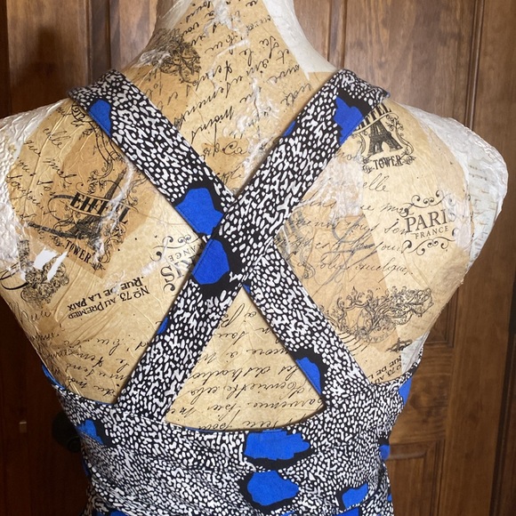 DVF Diane Von Furstenberg Samson Maxi Wrap Dress Blue Cheetah Sz 4 - Picture 4 of 11